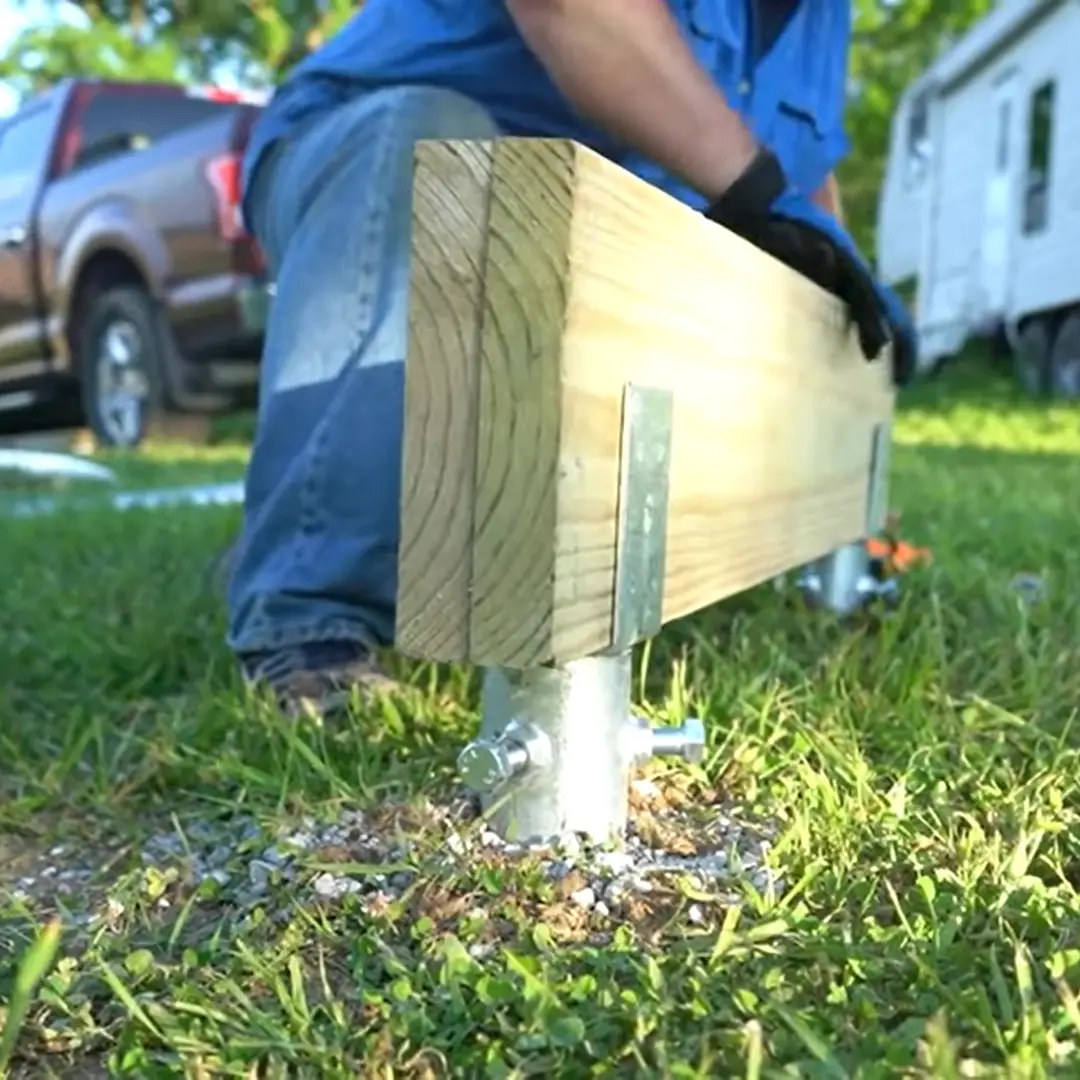 ground screws with beam