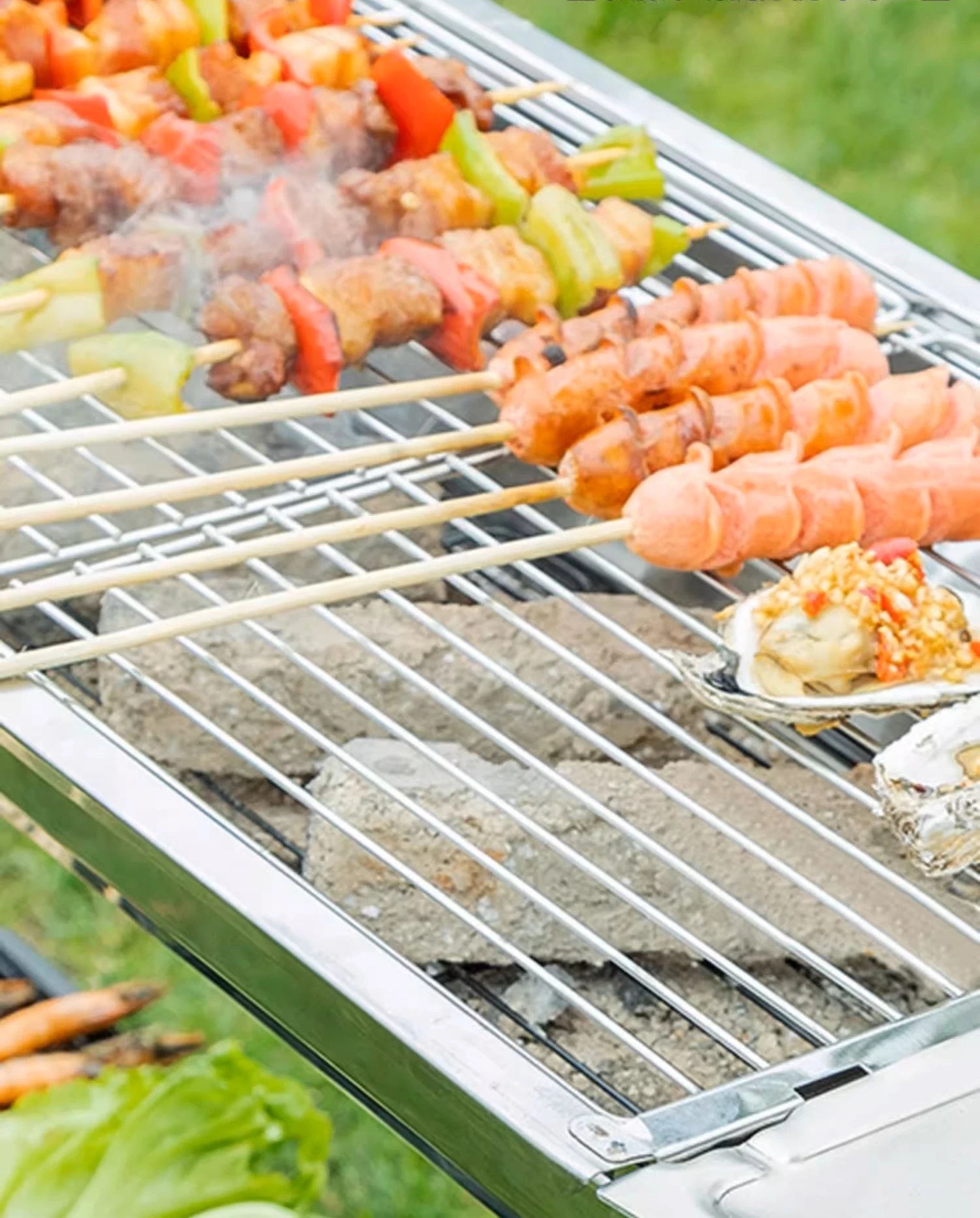 Charcoal Barbecue Grill Stainless Steel Small Portable Folding BBQ