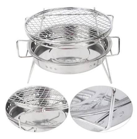 Stainless Steel Portable Round Mini Charcoal Barbeque Grills