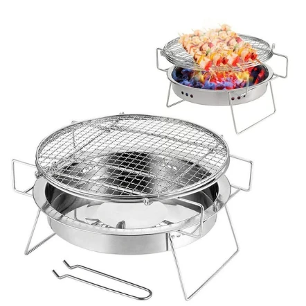 Stainless Steel Portable Round Mini Charcoal Barbeque Grills1